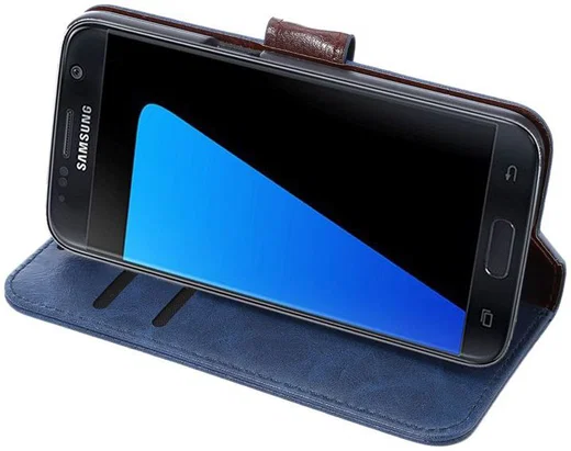 Samsung Galaxy S7 Bookcase Hoesje Met Pasjes Blauw afbeelding 12