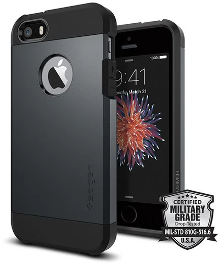 Spigen Tough Armor Hoesje iPhone SE Metal Slate afbeelding 1