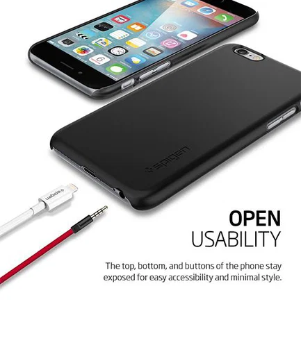 Spigen Thin Fit Case Apple iPhone 6S Smooth Black afbeelding 6