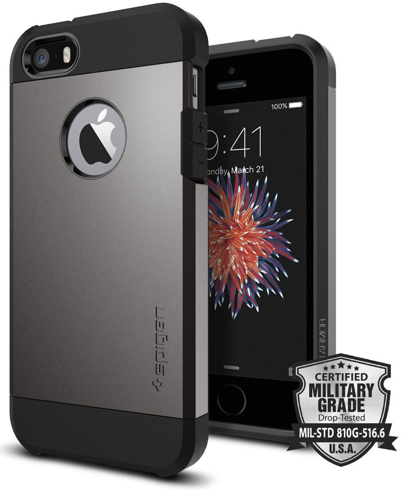 Spigen Tough Armor Hoesje iPhone SE Gunmetal afbeelding 1