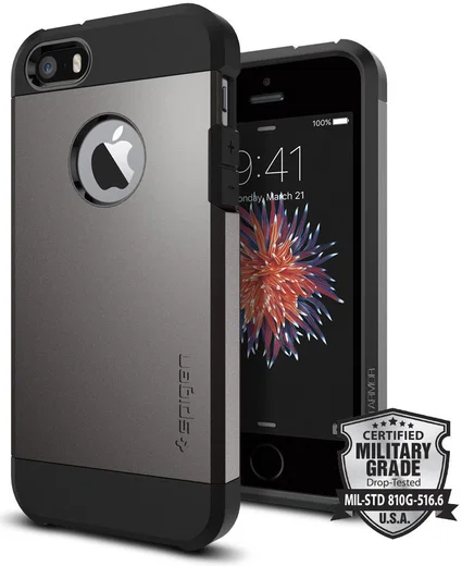 Spigen Tough Armor Hoesje iPhone SE Gunmetal afbeelding 1