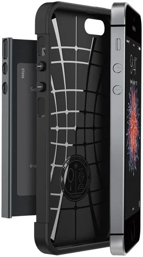 Spigen Slim Armor Hoesje iPhone SE Metal Slate afbeelding 6