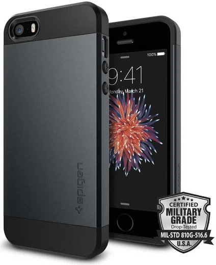 Spigen Slim Armor Hoesje iPhone SE Metal Slate afbeelding 1