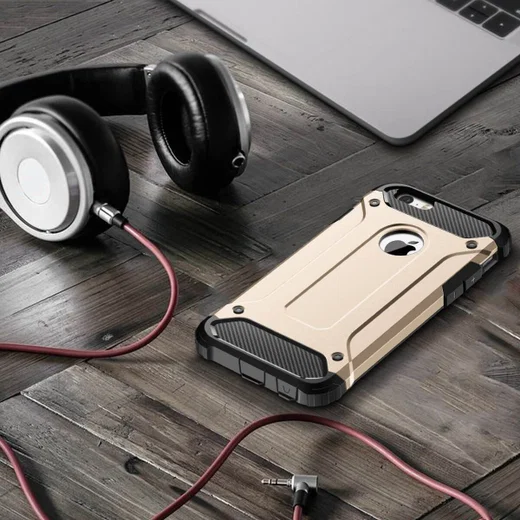 Apple iPhone 5/5S/SE Hoesje Shock Proof Hybride Back Cover Goud afbeelding 5
