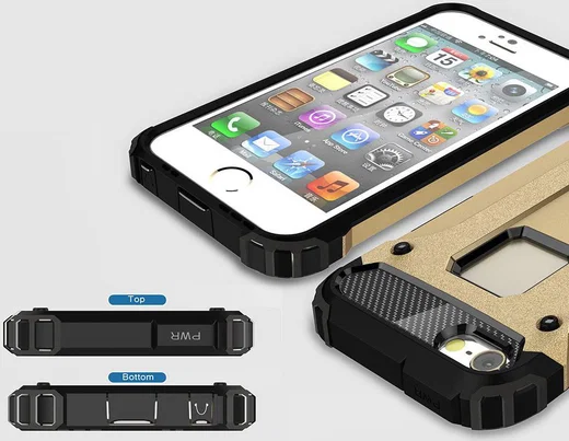 Apple iPhone 5/5S/SE Hoesje Shock Proof Hybride Back Cover Goud afbeelding 9