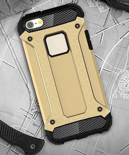 Apple iPhone 5/5S/SE Hoesje Shock Proof Hybride Back Cover Goud afbeelding 11