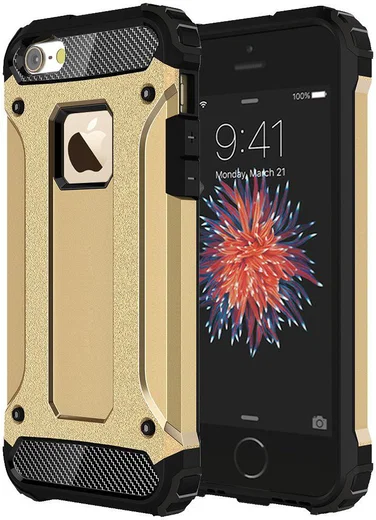 Apple iPhone 5/5S/SE Hoesje Shock Proof Hybride Back Cover Goud afbeelding 14
