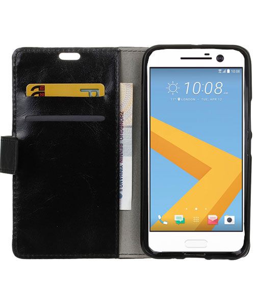 HTC 10 hoesje met kaarthouder zwart afbeelding 1