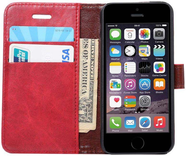 Apple iPhone SE / 5S / 5 Hoesje Portemonnee Rood afbeelding 1