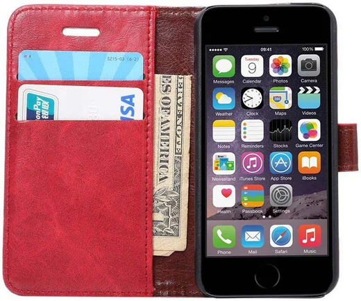 Apple iPhone SE / 5S / 5 Hoesje Portemonnee Rood afbeelding 1
