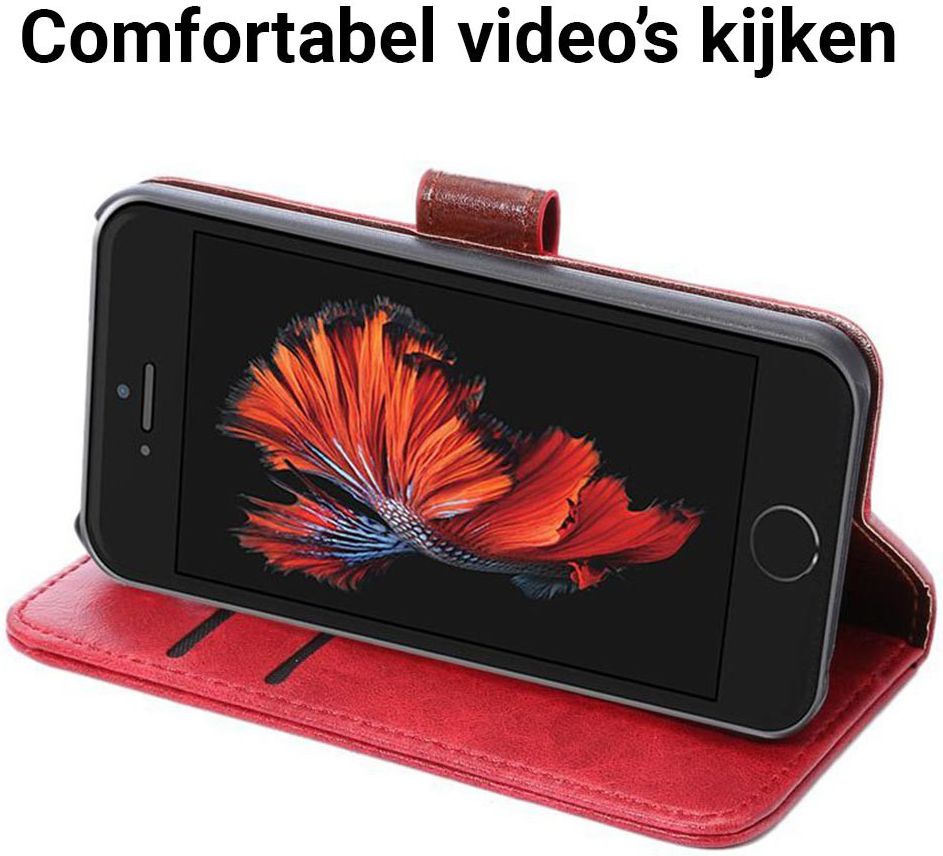 Apple iPhone SE / 5S / 5 Hoesje Portemonnee Rood afbeelding 4