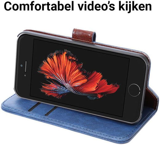 Apple iPhone SE / 5S / 5 Hoesje Portemonnee Donker Blauw afbeelding 4