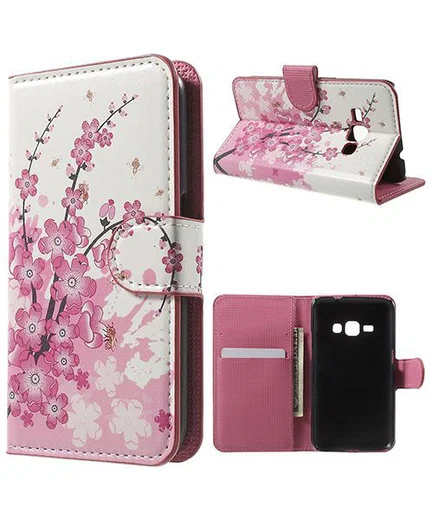 Samsung Galaxy J1 (2016) Flip Hoesje Plum Blossom afbeelding 1