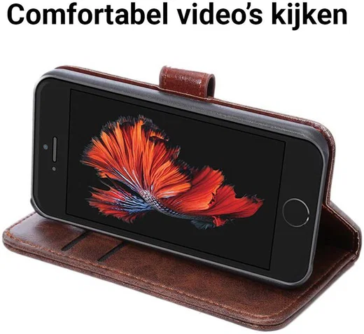 Apple iPhone SE / 5S / 5 Hoesje Portemonnee Brown afbeelding 4
