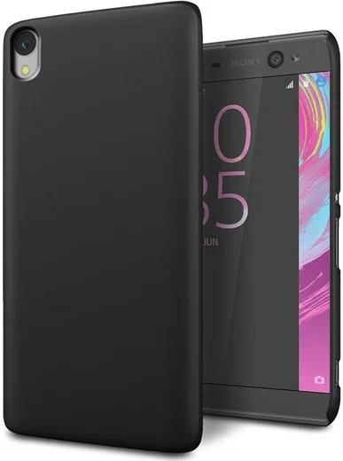 Sony Xperia XA Rubber Hard Hoesje Zwart afbeelding 1