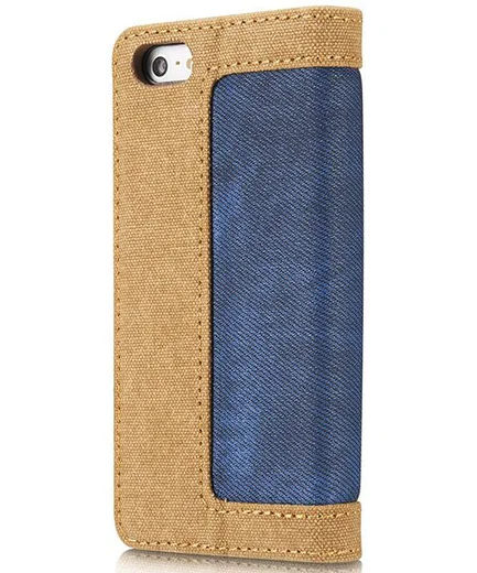 Apple iPhone SE/5/5S Caseme Canvas Skin Portemonnee Hoesje Blauw afbeelding 10