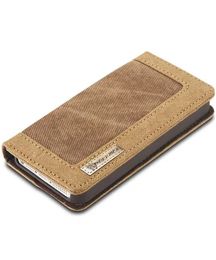 Apple iPhone SE/5/5S Caseme Canvas Skin Portemonnee Hoesje Bruin afbeelding 3