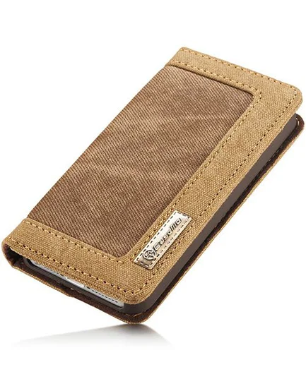 Apple iPhone SE/5/5S Caseme Canvas Skin Portemonnee Hoesje Bruin afbeelding 6