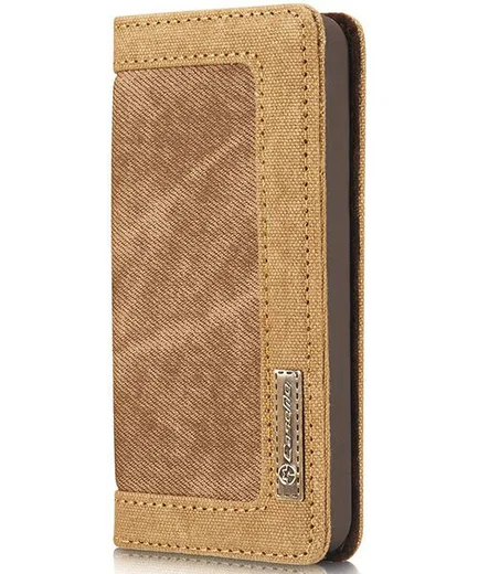 Apple iPhone SE/5/5S Caseme Canvas Skin Portemonnee Hoesje Bruin afbeelding 7