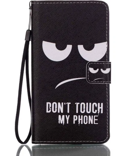 Samsung Galaxy J7 (2016) Portemonnee Hoesje Don't Touch My Phone Print afbeelding 1