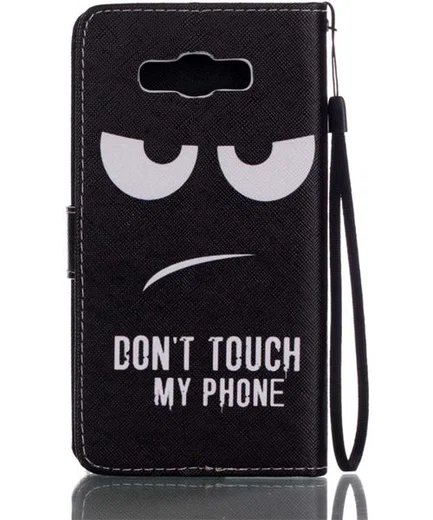 Samsung Galaxy J7 (2016) Portemonnee Hoesje Don't Touch My Phone Print afbeelding 4