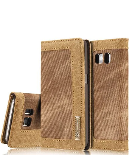 Samsung Galaxy S7 Canvas Portemonnee Bookcase Hoesje Bruin afbeelding 2