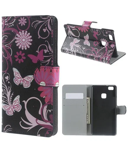 Huawei P9 Lite Portemonnee Print Hoesje Butterfly afbeelding 1