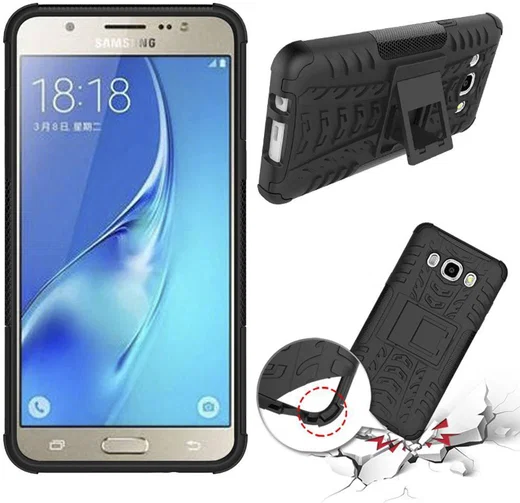 Samsung Galaxy J5 (2016) Hybrid Kickstand Hoesje Zwart afbeelding 2