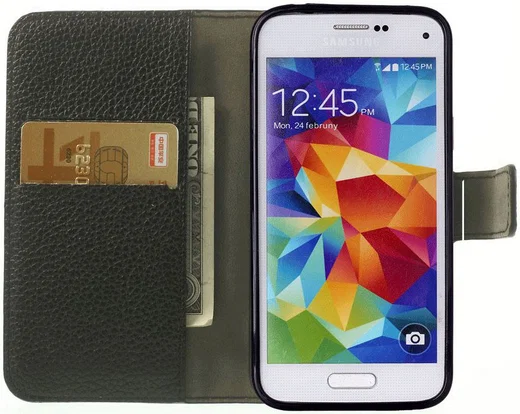 Samsung Galaxy S5 Mini Portemonnee Hoesje Zwart afbeelding 1