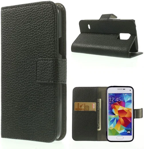 Samsung Galaxy S5 Mini Portemonnee Hoesje Zwart afbeelding 2