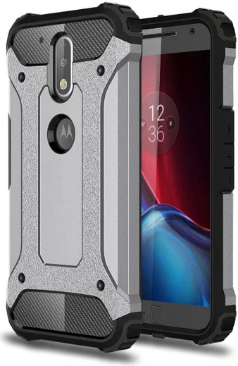 Motorola Moto G4 Hybrid Armor Hoesje Grijs afbeelding 1