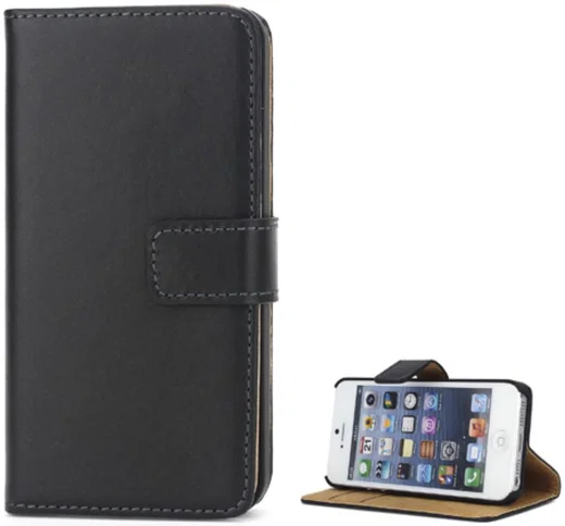 Apple iPhone 5/5s/SE Wallet Stand Case Zwart afbeelding 4