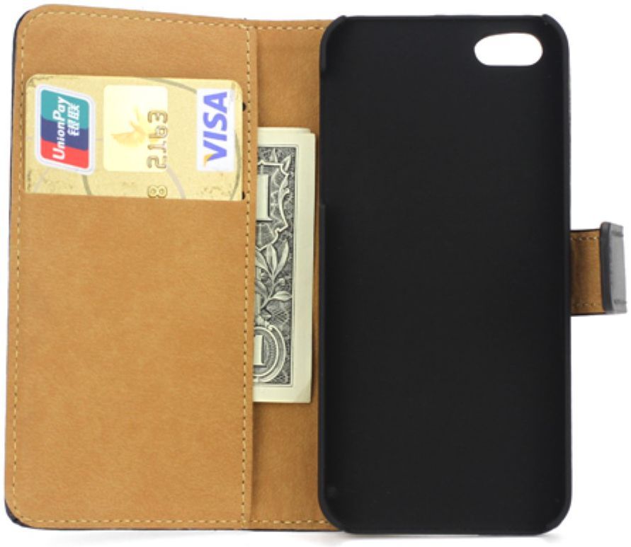 Apple iPhone 5/5s/SE Wallet Stand Case Zwart afbeelding 5