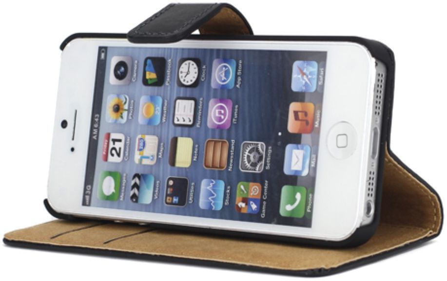 Apple iPhone 5/5s/SE Wallet Stand Case Zwart afbeelding 1