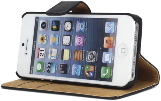 Apple iPhone 5/5s/SE Wallet Stand Case Zwart afbeelding 1