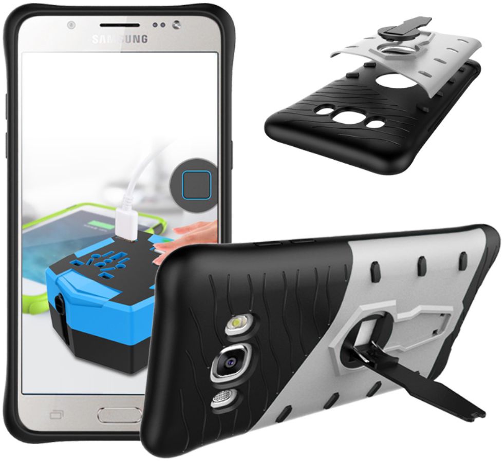 Samsung Galaxy J5 (2016) Kickstand Case Zilver afbeelding 2