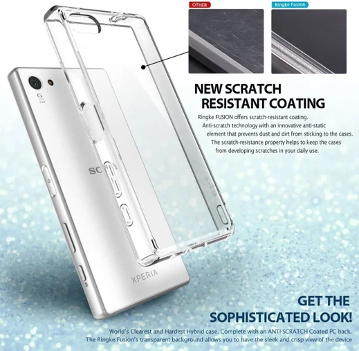 Ringke Fusion Sony Xperia Z5 Compact Hoesje Doorzichtig Smoke Black afbeelding 4