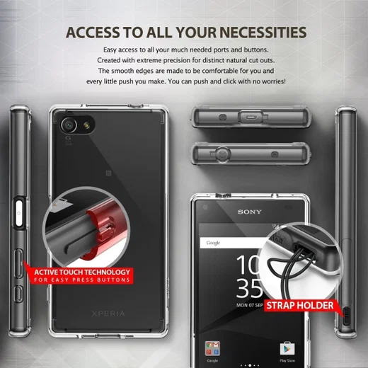 Ringke Fusion Sony Xperia Z5 Compact Hoesje Doorzichtig Smoke Black afbeelding 5