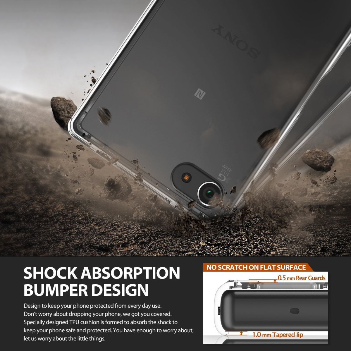 Ringke Fusion Sony Xperia Z5 Compact Hoesje Doorzichtig Smoke Black afbeelding 6