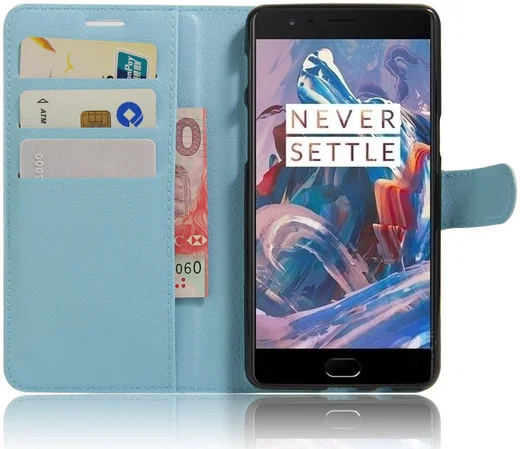 OnePlus 3T / 3 hoesje met kaarthouder blauw afbeelding 1