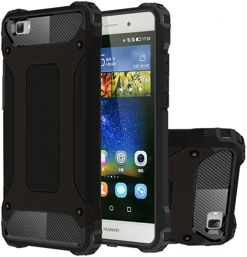 Hybride Huawei Ascend P8 Lite Hoesje Zwart afbeelding 1