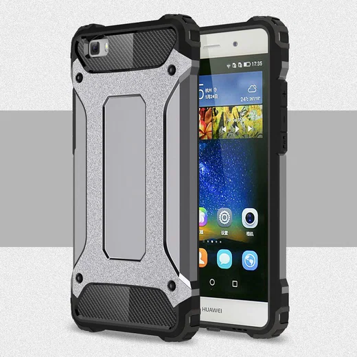 Hybride Huawei Ascend P8 Lite Hoesje Grijs afbeelding 3