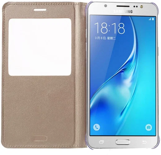 Samsung Galaxy J5 (2016) Window View Flip Hoesje Goud afbeelding 2
