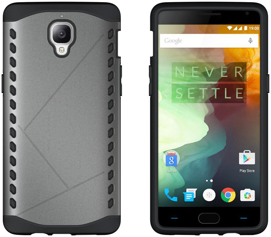 OnePlus 3T / 3 Tough Shield 2 in 1 Hoesje Grijs afbeelding 2
