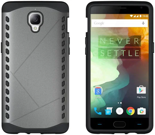 OnePlus 3T / 3 Tough Shield 2 in 1 Hoesje Grijs afbeelding 2