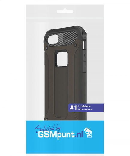 Apple iPhone 7/8 Hoesje Shock Proof Hybride Back Cover Zwart afbeelding 2