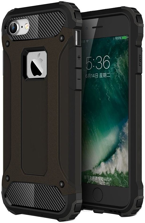 Apple iPhone 7/8 Hoesje Shock Proof Hybride Back Cover Zwart afbeelding 1
