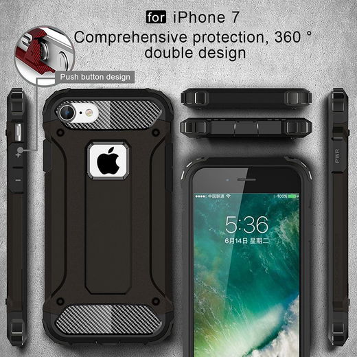 Apple iPhone 7/8 Hoesje Shock Proof Hybride Back Cover Zwart afbeelding 5