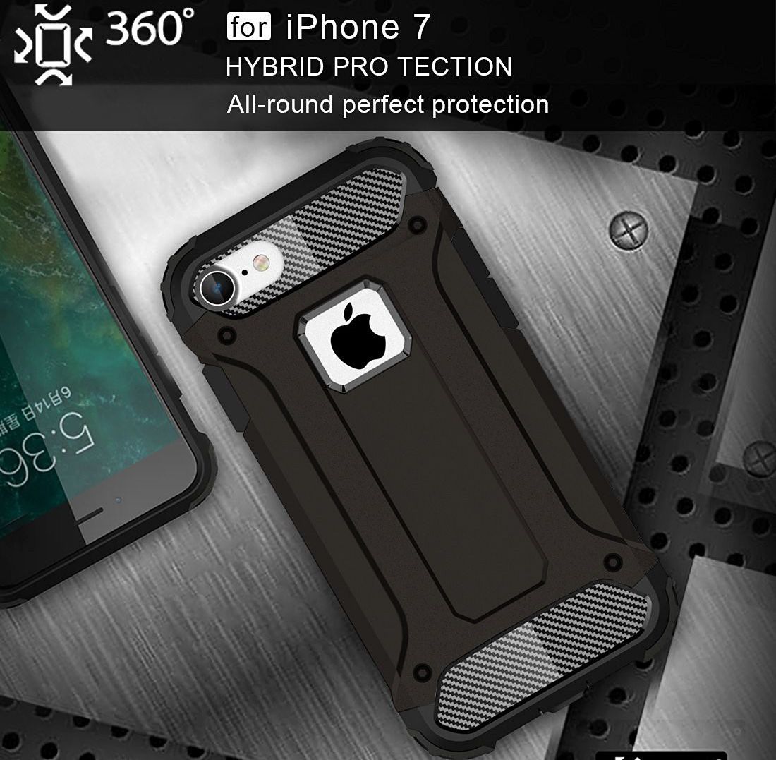 Apple iPhone 7/8 Hoesje Shock Proof Hybride Back Cover Zwart afbeelding 6