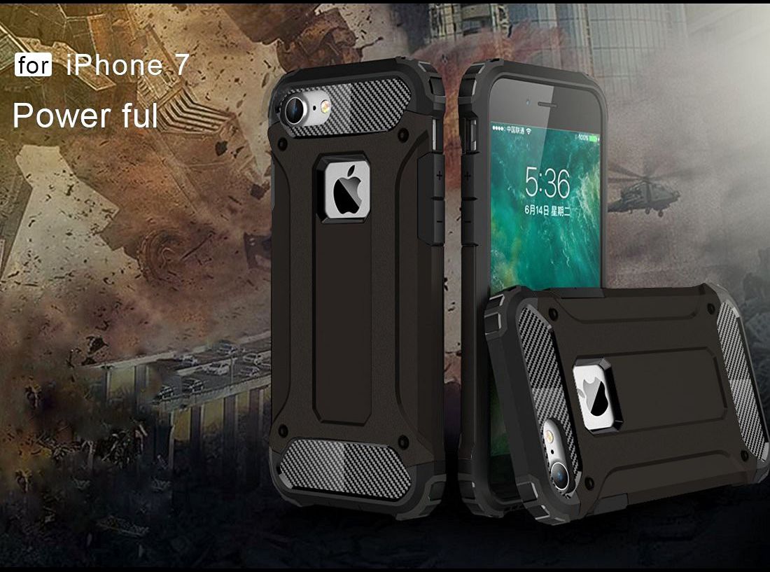 Apple iPhone 7/8 Hoesje Shock Proof Hybride Back Cover Zwart afbeelding 8